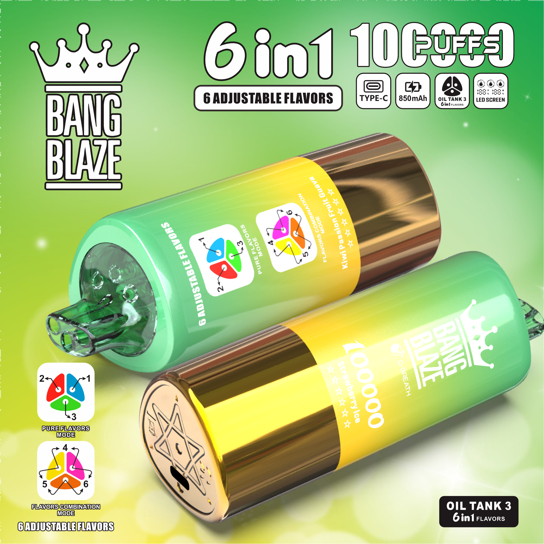 Bangking 100k puffs vape with 6 adjustment flavors wholesale disposable e-cigarette big smoking puffs