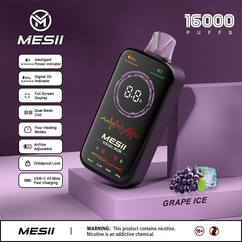 Wholesale Disposable Vape Dispaly Screen Charging Vaper Mesii Visual Boxx E-Cigarette OEM ODM Vape 16000 Puffs