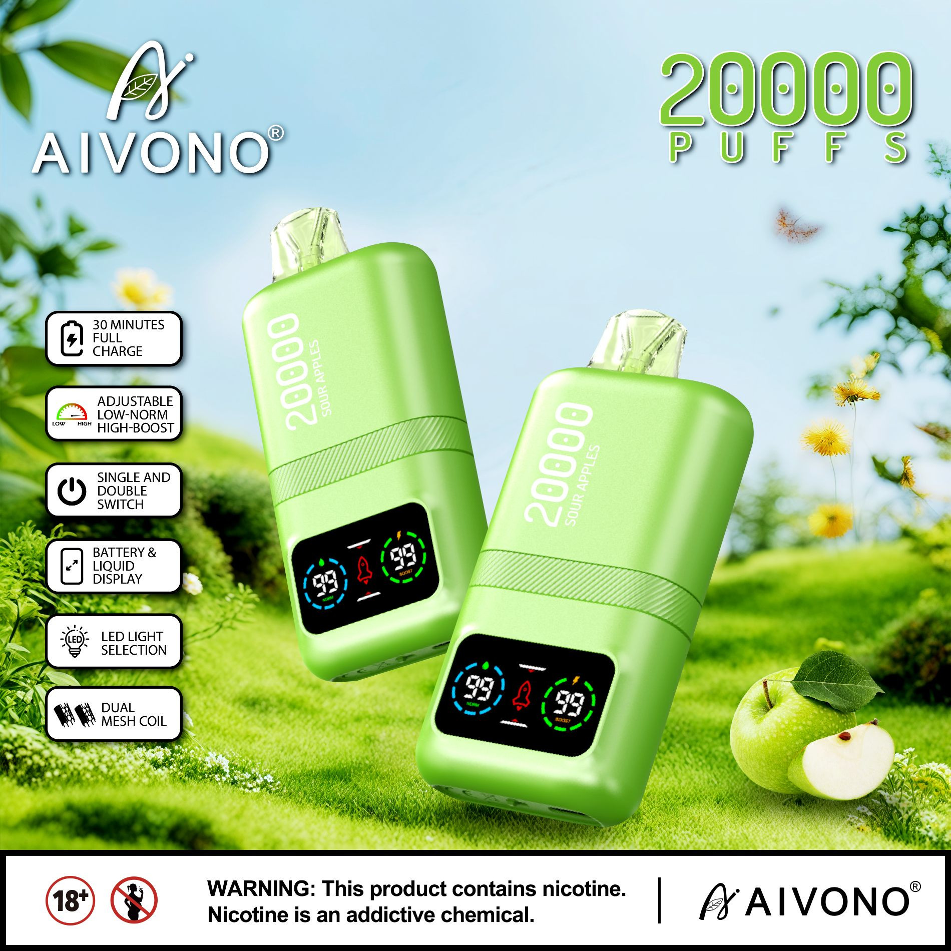 Dual mesh coil disposable vape 20000 puffs aivono aim magic 20k vapes