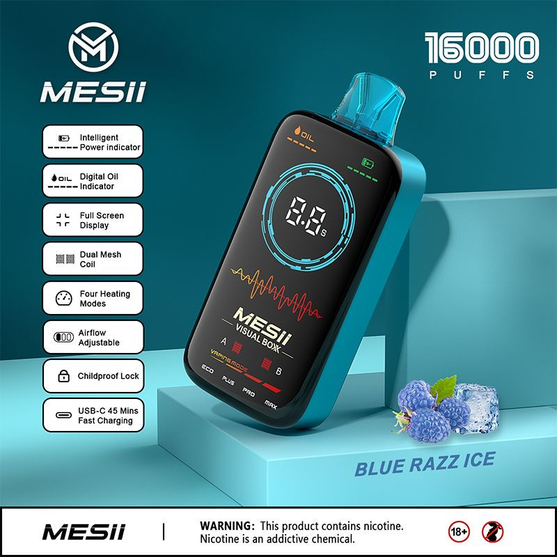 Wholesale Disposable Vape Dispaly Screen Charging Vaper Mesii Visual Boxx E-Cigarette OEM ODM Vape 16000 Puffs