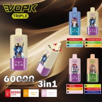 Rechargeable Disposable Vape Triple Flavors 3-in-1 Wholesale E-Cigarette 60000 Puffs OEM Vaper