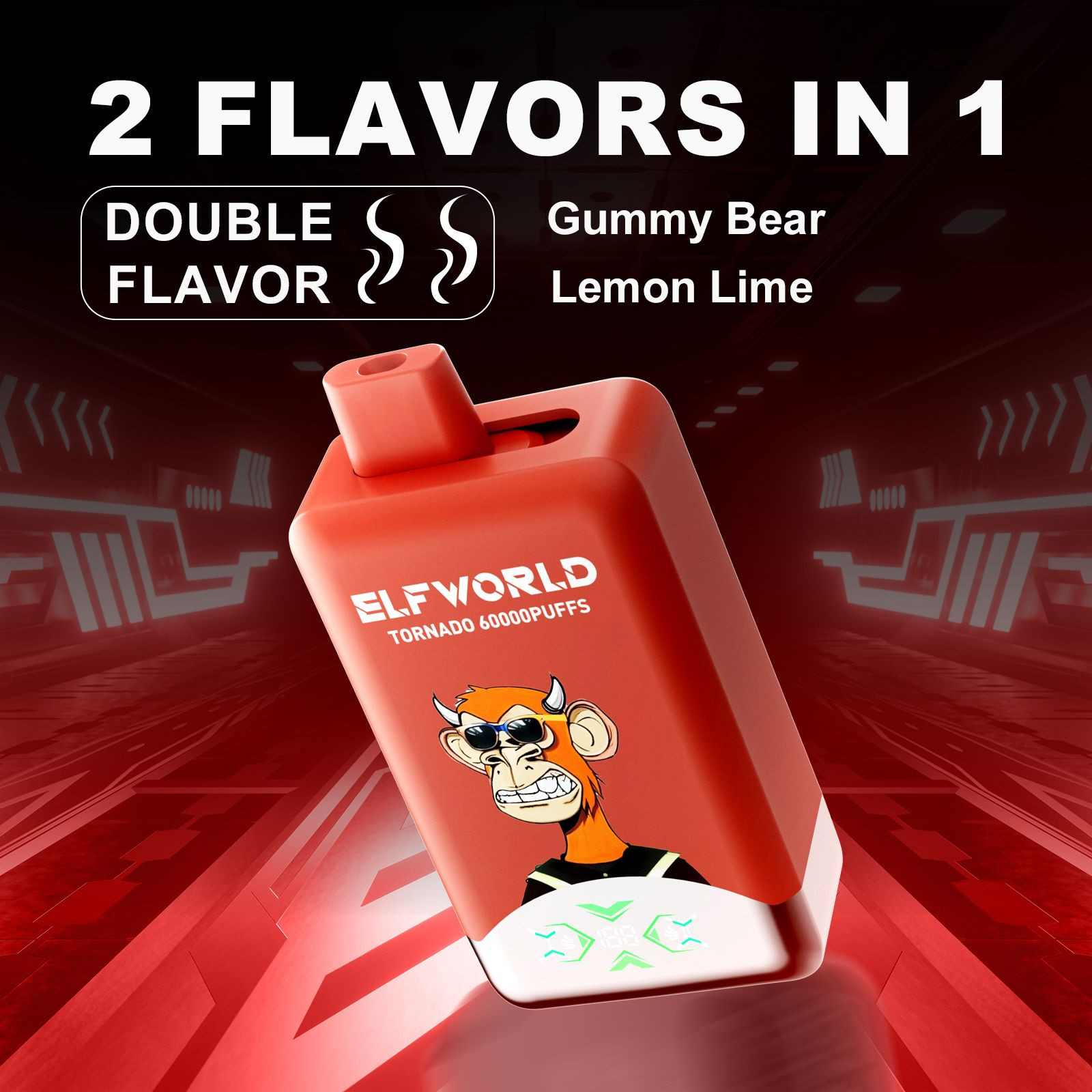 Ekfworld Newest Tornado 60000 puffs double flavors 50ML of E-liquid with digital screen vape puffs