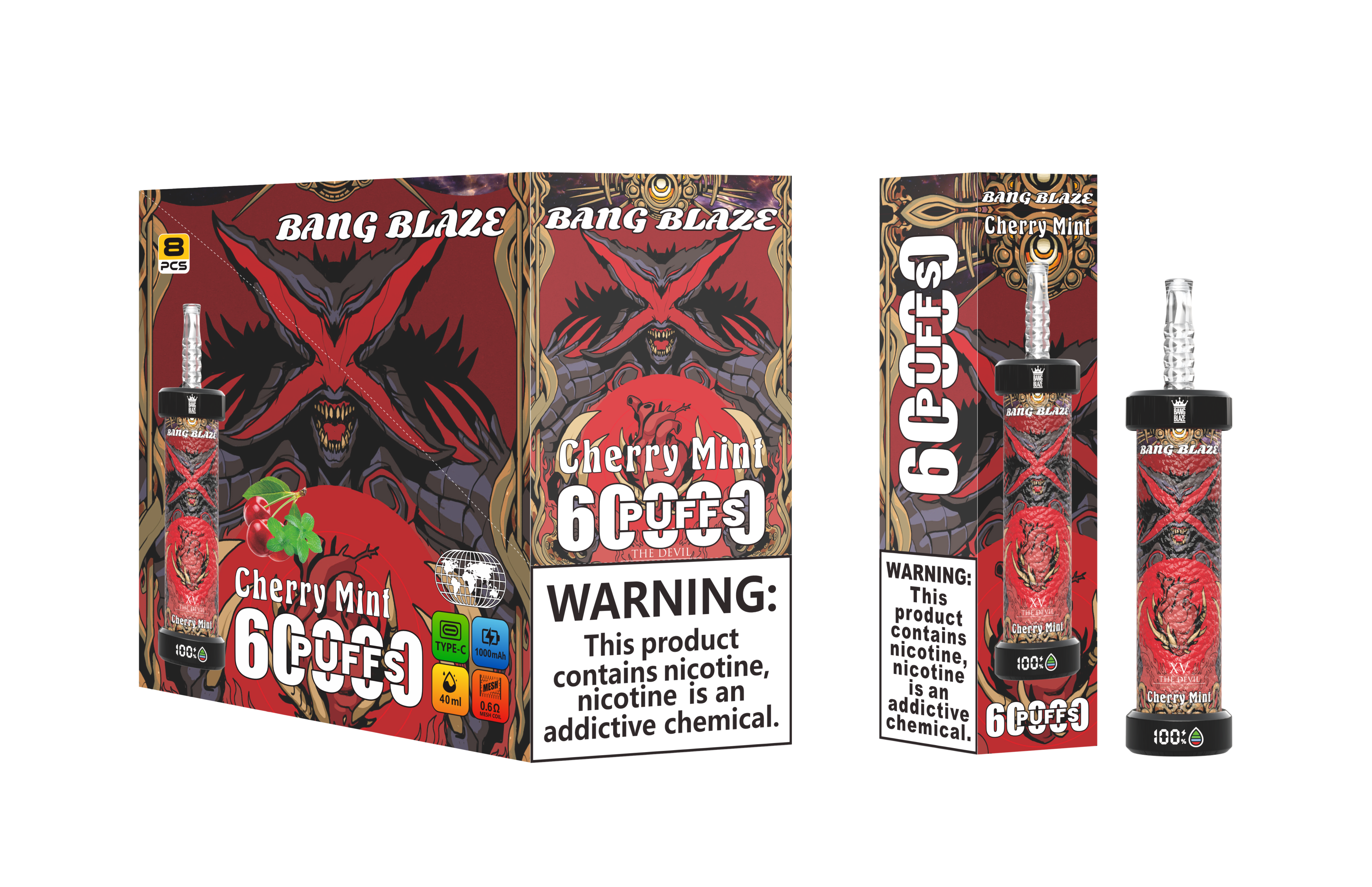Disposable Electronic Cigarette Vape Pen with Display 60K Puffs Bangblaze Fruit Flavor 60000 Puffs E-Cigarette Vaper