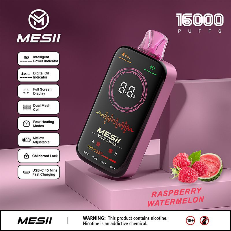 Wholesale Disposable Vape Dispaly Screen Charging Vaper Mesii Visual Boxx E-Cigarette OEM ODM Vape 16000 Puffs