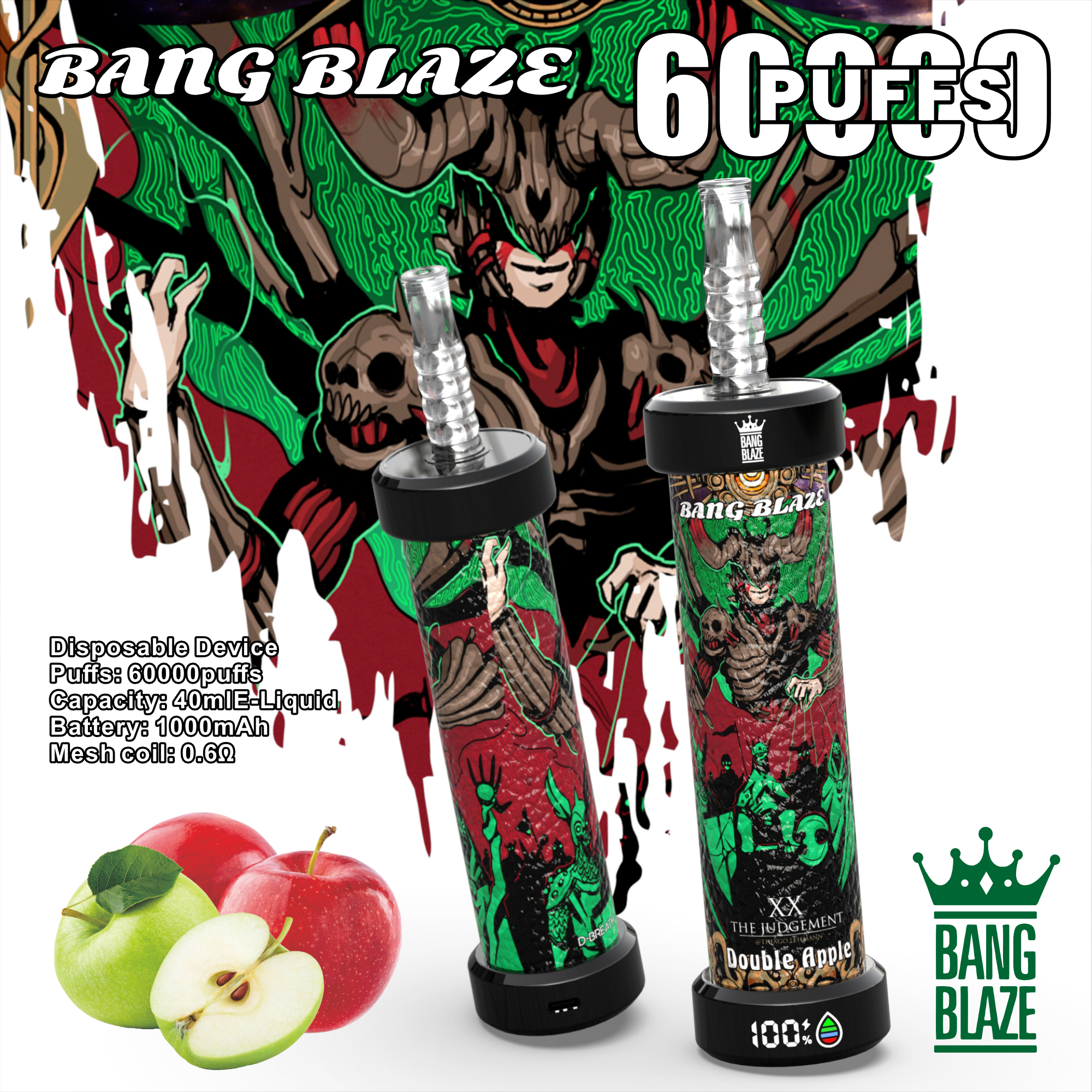BANGBLAZE 60K PUFFS – 12 Flavors, Wholesale  Unique Design disposable vape, LED Display & Bottom Light