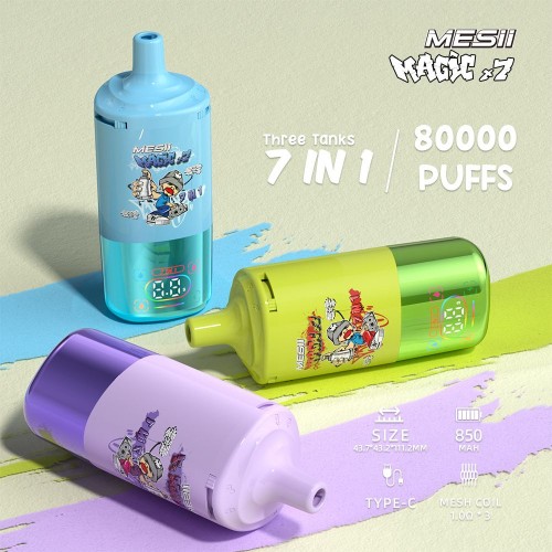 2025 New Vaper Mesii 80k puff 7-in-1 flavors E-Cigarette Vapeur device Pen Vape Pod 80000 Puffs