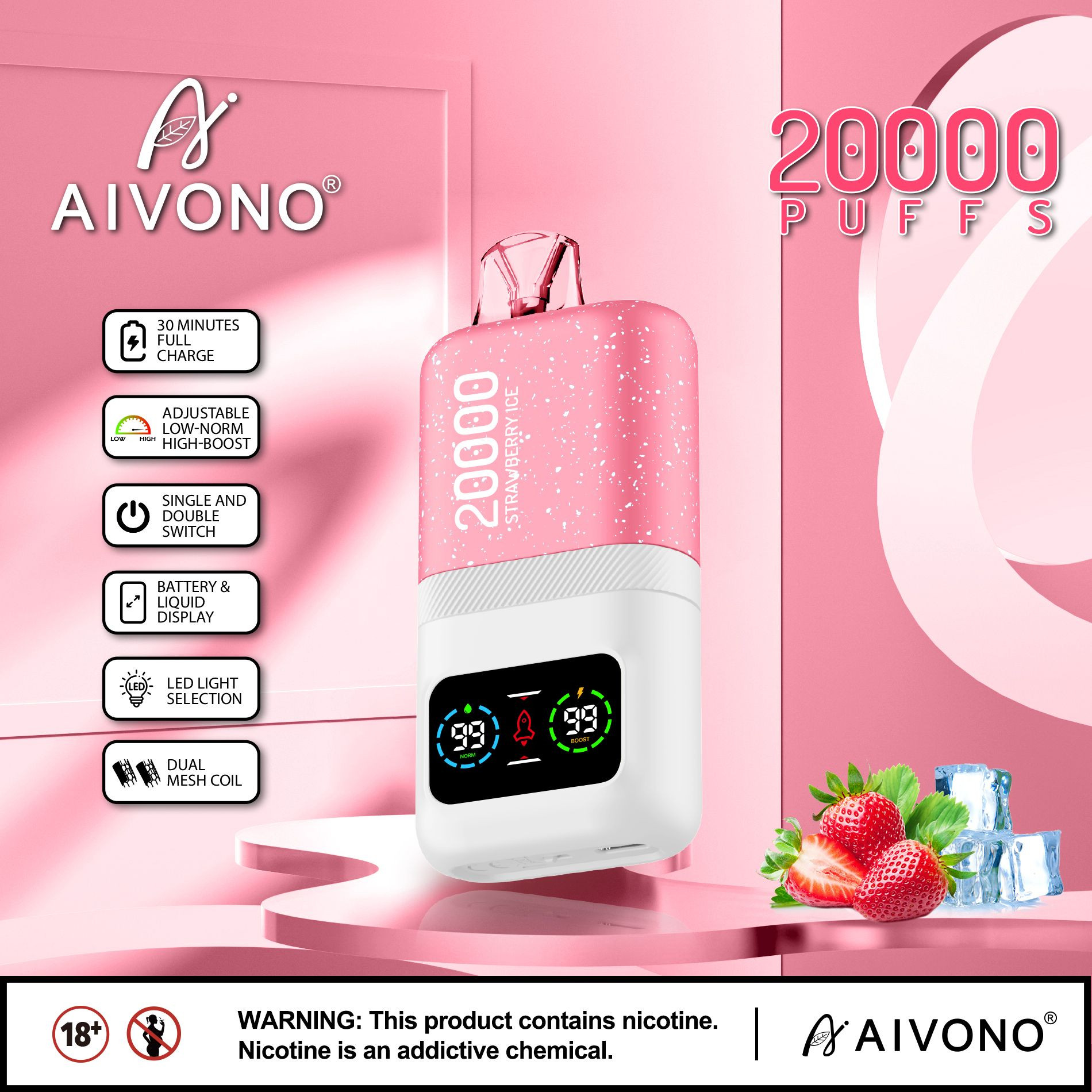 wholesale vape electronic cigarettes aivono 20k puffs dual mode vaper
