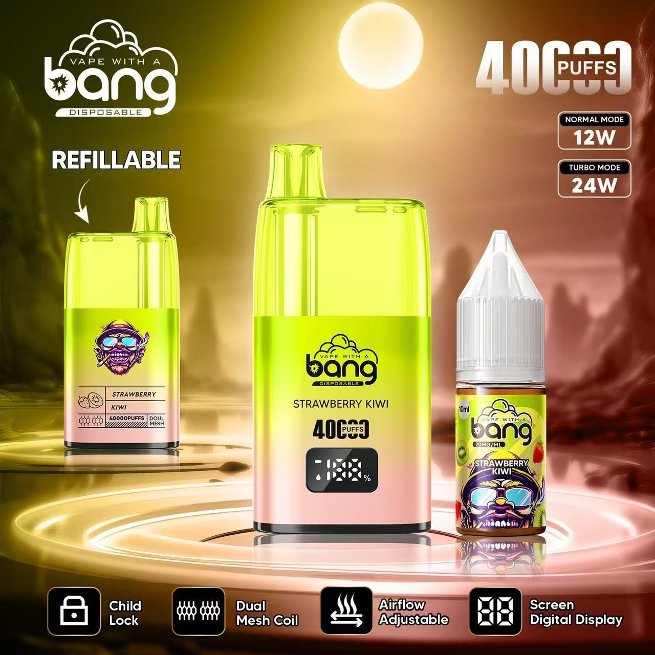Best Flavors Disposable Vape 40000 Puffs  12 Fruit & Ice Options Adjust the gas at the bottom+Childrens lock