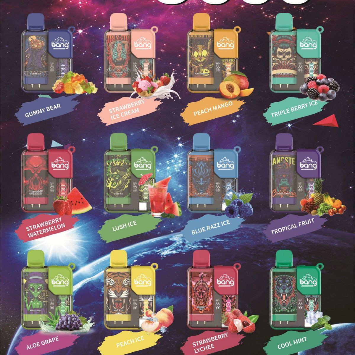 Bang Disposable Vape Rechargeable LED Display E-Cigarette 9000 Puffs 12 Flavors OEM Vaper Wholesale Vapeur Puff